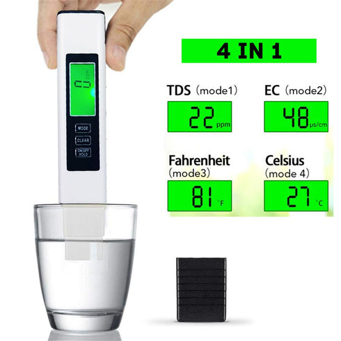 TDS Meter 4 in 1 Digital Water Tester Temperature Meter Accurate Reliable 0-9990 PPM for Drinking Water RO/DI System Aquariums Pools...