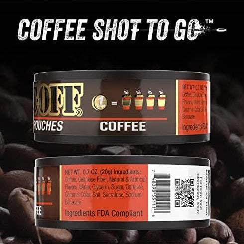 1 Can, BaccOff Premium Flavored Mocha Coffee Pouches with 50 MG of Caffeine Per Serving, No Tobacco Dip, No Nicotine Smokeless Alternative Snuff...
