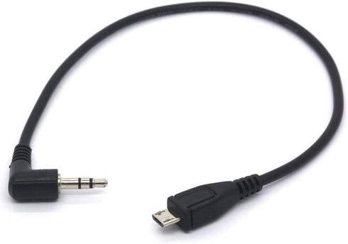 Angled 3.5 mm to Micro USB Cable Adapter - Convert Micro USB B 5 Pin Male to 3 Pole 3.5mm Male Jack Aux Audio for Intercom Tower Urban Samsung Gal...