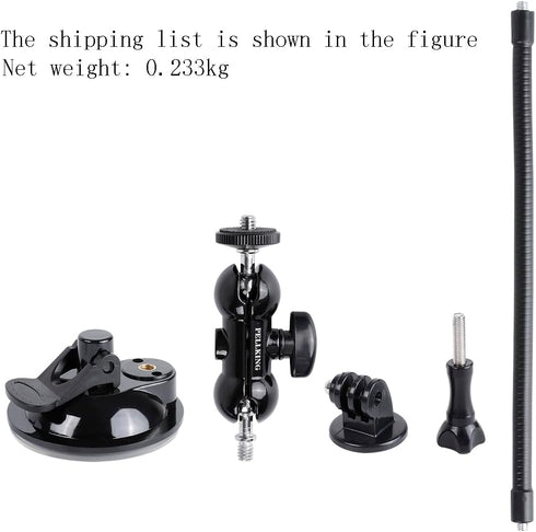 PellKing Suction Cup Mount for Insta360 X3/X2/X, GoPro with 27cm Extension Tube, Double Ball Head Adapter & Soft Silicone Base...