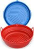 Silicon Air Fryer Liners by SOOBRO (2 pcs) - 8” Reusable Round Non-Stick Air Fryer Baking Tray - Foldable Heat Resistant and Easy to Clean Airfrye...