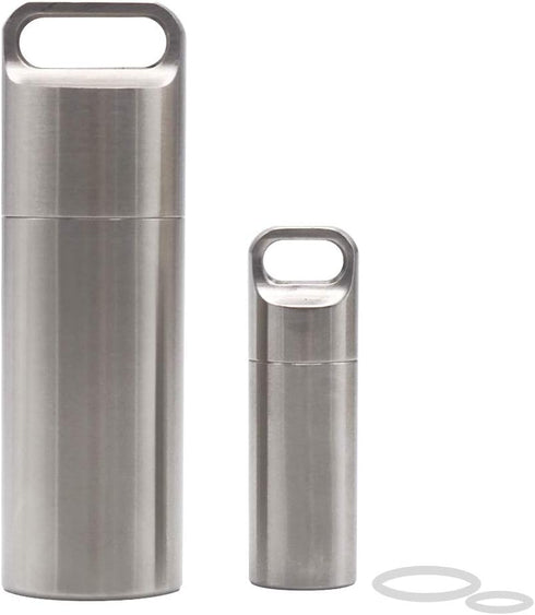 HRX Package Waterproof Stainless Steel Pill Case Keychain, Durable Small Pill Box Bottle Holder Tough for Men Purse Pocket Outdoor EDC Tool Kit...