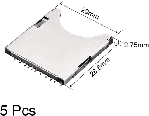 uxcell SD Memory Card Socket Holder Spring Loaded Push Type 10 Pin 5pcs...