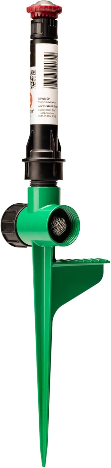 Rain Bird RVANSP Hose-End High-Efficiency Pro Rotary Sprinkler on Large Metal Spike, Hand Adjustable, 45° - 270° Pattern, 17' - 24' Spray Distance...