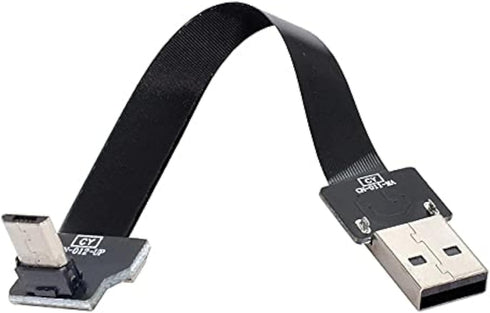 Cablecc Up Angled USB 2.0 Type-A Male to Micro USB 5Pin Male Data Flat Slim FPC Cable for FPV & Disk & Phone 200cm...