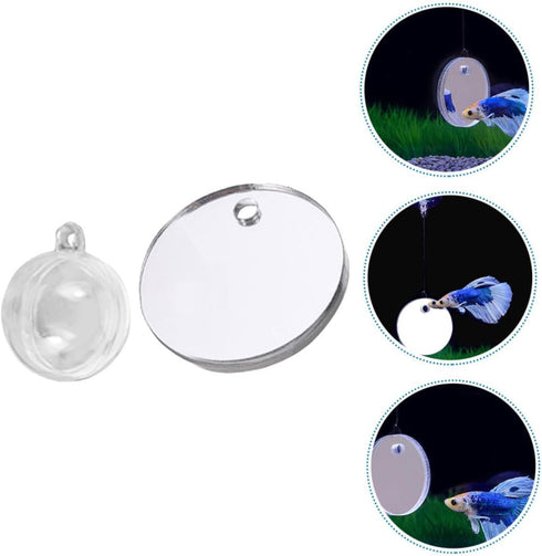 1 Set Acrylic Betta Training Mirror Round Mirrors Double Sided Mirror Fish Aquarium Decoration Betta Training Exercise Fighting Fish Mirror Floati...