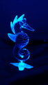 Garden Deco Glow in The Dark Blue Sea Horse Hand Blown Art Glass Figurine Ornament Sculpture...