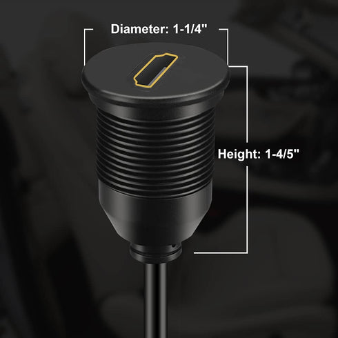 BATIGE HDMI Male to Female Car Mount Flush Extension Cable Truck Boat Motorcycle Dashboard Flush Mount with Mounting Panel - 3ft...