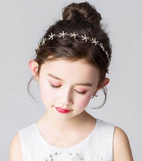 Bienvenu Women's Girl's Starfish Handband Gold Crystal Jewelry Crown Bridal Wedding Hair Accessories,Gold...