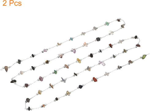 uxcell 2 Yards Irregular Gemstone Chains with Silver Chains Handmade Natural Beading Chain Bulk for Craft DIY Bracelet, Necklace, Jewelry Making (...