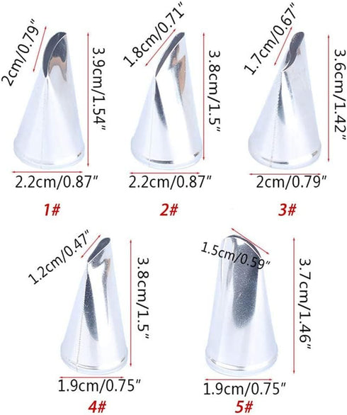 BeeSpring 5 pcs Petal Piping Nozzles Cake Decorating Tips Rose Flower Stainless Steel Icing Nozzle Pastry DIY Decorating Tools for Cake Cupcakes C...