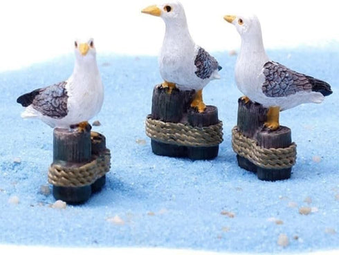 5Pcs Sea Bird Seagull Stand Stump Miniature Fairy Garden Home Houses Decoration Craft Micro Landscaping Decor DIY Accessories, Outdoor Statues, Ga...