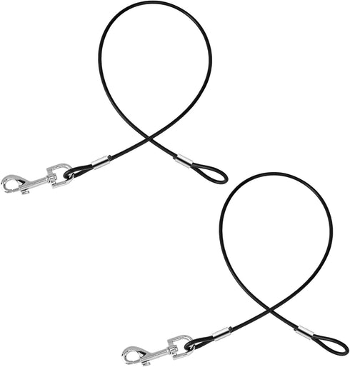 2 Pack Chew Proof Dog Leash Extension Metal Cable Lead, Heavy Duty Leash Non-Tangle Connect Leash for Any Leash & Collar & Harness, Black Dog Leas...