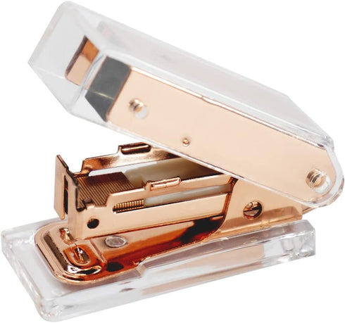 MultiBey Mini Portable Stapler Acrylic Metal Desk Stapler with 26/6 Staples, 18 Sheets Capacity, Small Stapler for Women, Girls, Teenagers (Rose G...