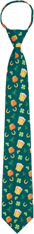 Jacob Alexander Men's Happy Saint Patrick's Day Lucky Drink Clover Hat Gold Pot Horseshoe Pre-Tied Zipper Neck Tie Green...