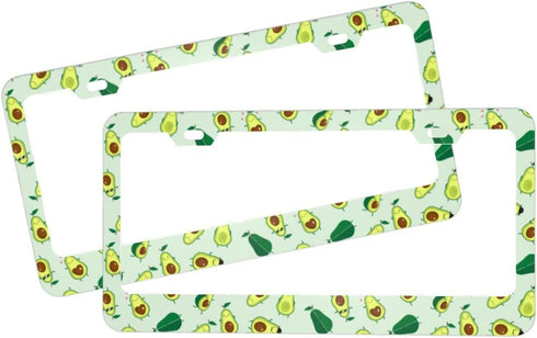Delerain Green Avocados License Plate Frame, Car Tag Cover Stainless Steel Metal Aluminum Frame for US Standard 2 Flat Holes (Set of 2)...