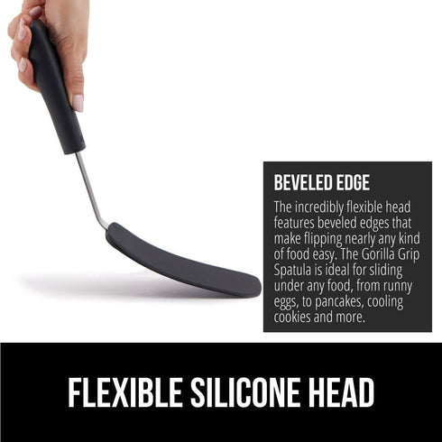 Gorilla Grip Nonstick Heat Resistant BPA-Free Silicone Spatula, Non Scratch Flexible Head for Pans, Slip Resistant Soft Rubber Handle, Stainless S...