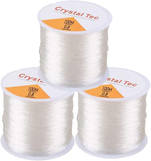 0.8mm Elastic Stretch Thread for Bracelets, 3 Rolls Elastic Bead Cord, Stretchy Bracelet String Crystal String Bead Cord for Bracelet, Beading and...