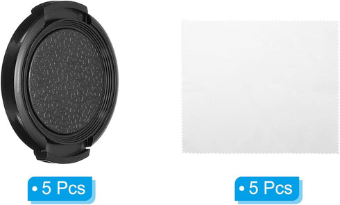 PATIKIL 37mm Lens Cap, 5 Pack Sides Pinch Snap Camera Lens Cover for Front Lens with Cloth, Suitable for 37mm Thread Universal DSLR Lenses for Nik...