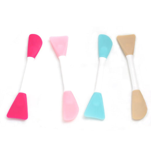 4 Pcs Mask Applicator Silicone Face Brush Face Mud Cream,Clay Mask,DIY, Double-end Handheld Scoop Skin Care Make up Foundation Gel Cosmetic Tool (...