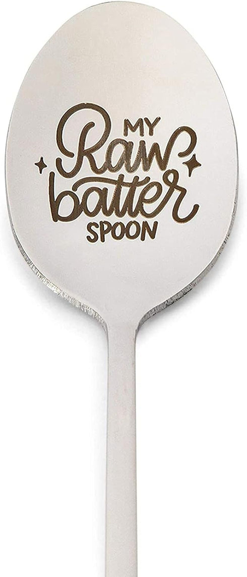 Engraved Stainless Steel Spoon with Gift Box, My Raw Batter Spoon (7.8 In)...