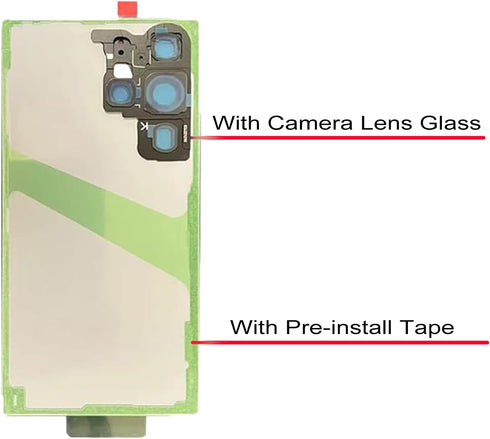 Galaxy S24 Ultra Back Glass Replacement for Samsung Galaxy S24 Ultra 5G Back Glass Cover with Pre-Installed Camera Lens and Adhesive + Repair Tool...