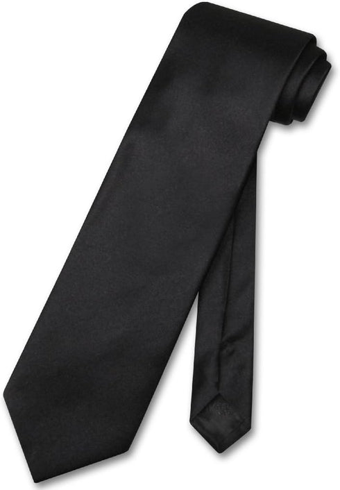 Vesuvio Napoli NeckTie Solid BLACK Color Men's Neck Tie...