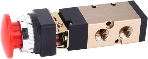 MV-10A Pneumatic Mechanical Valve 2 Position 5 Way Spring Return Push Button 1/4In PT Reversing Valve Spring Compressor Momentary Air Valve Push B...