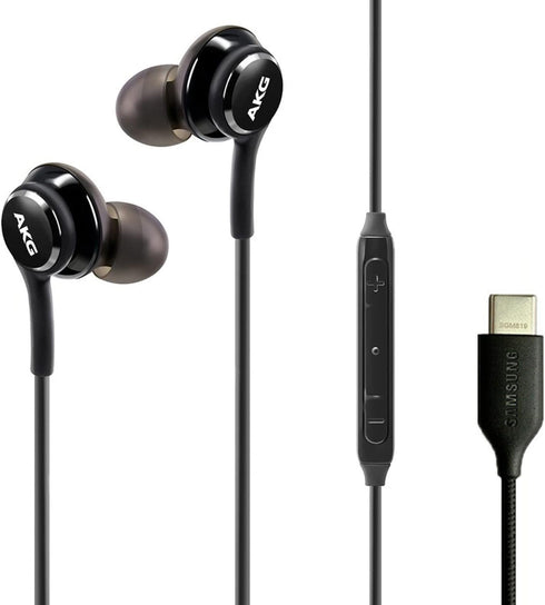 Type C Headphone Earbuds for Samsung Galaxy A53, S21, Galaxy S22, S22 Ultra, Galaxy S20 FE - Designed by AKG - Braided Cable with Microphone and V...