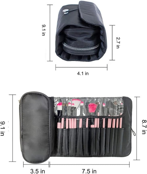 Portable Makeup Brush Storage Bag, Cosmetic Travel Storage Bag, Multi-Function Makeup Brush Protection Bag, Folding Tool Bag...