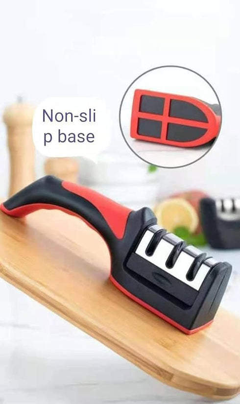 Sharpen with Precision: Stainless Steel 3-in-1 Kitchen Knife Sharpener - Easy-Use. Kit with 3 Stage Sharpening Slots. Ergonomic and fast....