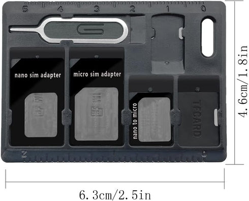 1 Pack SIM Card Holders with Tray Opener Pins, Card Storage Tool Set for Standard Micro Nano Micro-SD Memory Cards, with 3 Card Adapters and 1 Eje...