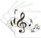 3dRose Music Notes Clef, Sixteenth, Quarter Notes, Beamed Notes, Flats and Sharps in Black and Gold - Ceramic Tile Coasters, Set of 4 (CST_55502_3...