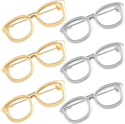 LUOZZY 6pcs Alloy Eyeglasses Shaped Brooches Frame Round Glasses Style Brooches Eyewear Lapel Pin for Women Dress Suit Shirt Collar Jewelry Access...