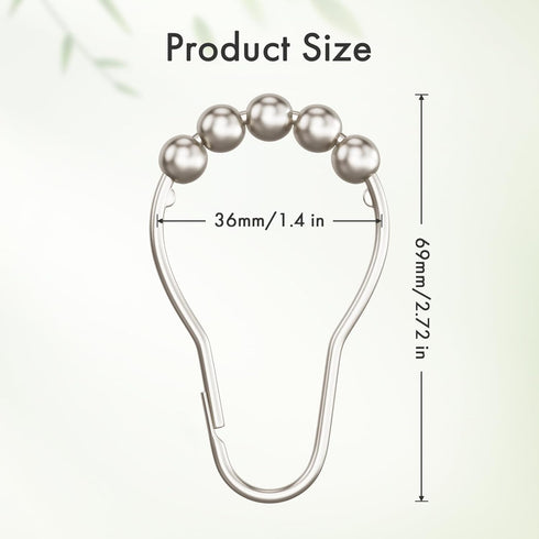 Amazer Shower Curtain Rings, Rust-Resistant Metal Shower Hooks Ring Shower Rings for Curtain Rolling Shower Curtain Hooks for Bathroom Shower Rod ...