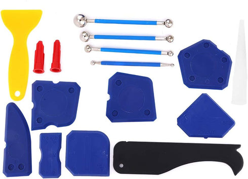 16PCS Silicone Caulk Tools Kit Spreader Scraper Remover Glass Glue Finishing Applicator Kit for Moldling Gluing Floor Fitting...