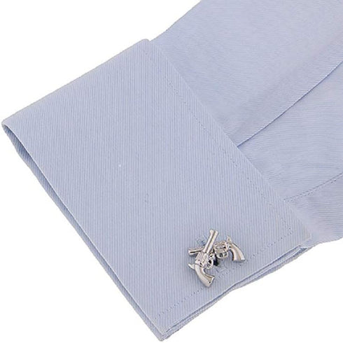 Pistols Handguns Crossed Dueling 6 shooters Gun Pair Cufflinks in a Presentation Gift Box & Polishing Cloth...
