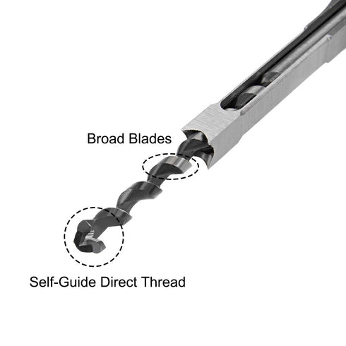 uxcell Square Hole Drill Bit, 5/16" High-Carbon Steel Hollow Chisel Mortise Power Tool for Woodworking...