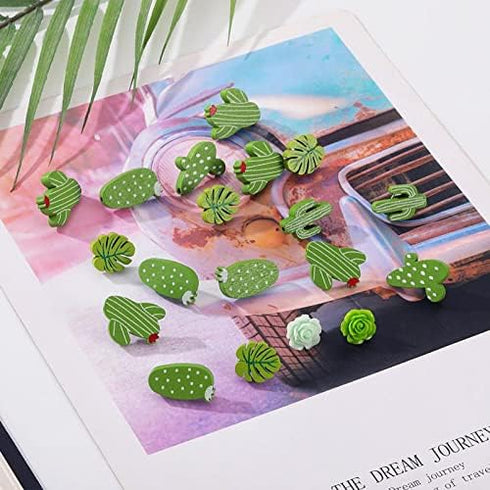 40 PCS Decorative Push Pins Set, Cactus Palm Leaf Camellia Rose Thumb Tack Decorative Cute Push pins for Cork Board Bulletin Board Maps Photos Wal...