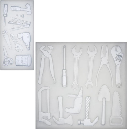 Construction Tools Fondant Silicone Molds Set for Chocolate Candy Sugarcraft Cupcake Topper Cookie Decorating, Epoxy Resin Soap Clay Wax Craft 0.5...