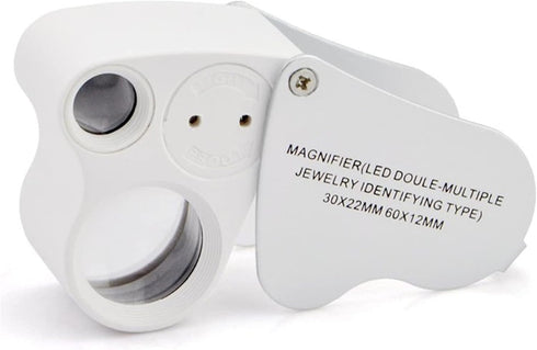 30X 60X Jewelers Loupe Magnifying Glass with Light, Lighted Magnifying Glass Jewelry Loop, Pocket Magnifier for Coins, Jewelry, Plants, Currency, ...