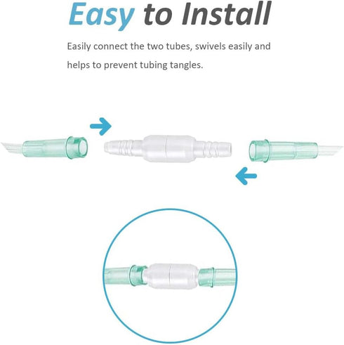 5PCS Oxygen Tubing Swivel Connector Supply for Home Oxygen, 360 Degree Swivel, Avoid Tube Tangles, Oxygen Concentrator Accessories...