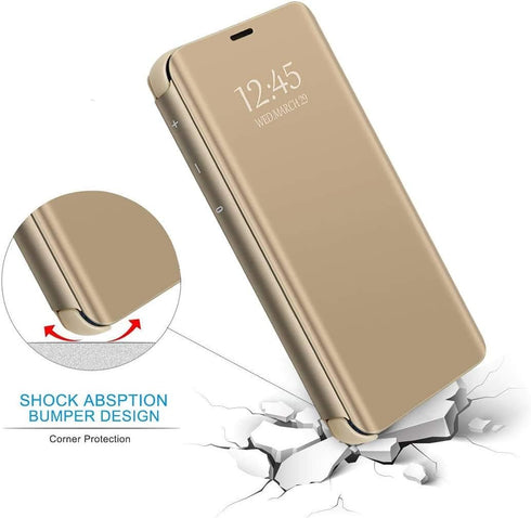 Galaxy S23 Leather Case Compatible with Samsung Galaxy S23 5G 6.1-inch Phone Case Clear View Makeup Mirror Flip Cover, S23 Case with Kickstand Sho...