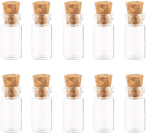 lasenersm 10Pcs/1ML Empty Sample Glass Bottles Jars Vials Case Container with Cork Stoppers for Message Weddings Wish Jewelry Party Favors,Transpa...