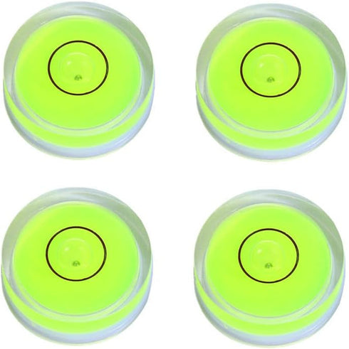 4Pcs Small Circular Bubble Levels with Double Sided Adhesive Bottom Mini Little Stick-on Bubble Spirit Level Measuring Layout Tools Levels (25x10m...