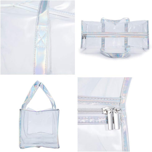 Clear Tote Bag Transparent Bag Stadium Approved Travel Gym See Through Toiletry Bag for Women...
