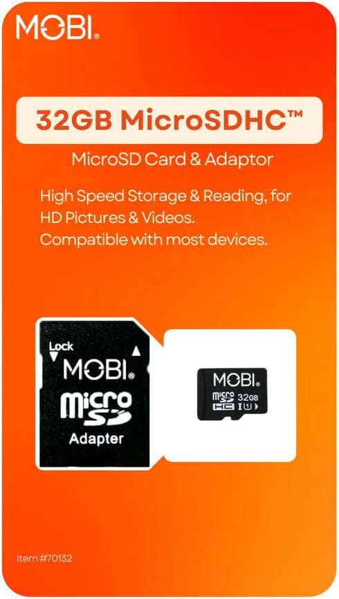 MOBI 32GB MicroSDHDC Memory Card and Adapter, Micro SD Card, microSD card, Memory Card...