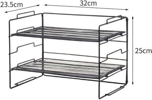 Multipurpose Desk Organizer Shelf - Space-Saving Mesh Desktop Rack, Stackable Supplies Storage for Office Accessories, Letter & Paper Tray Organiz...