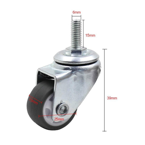 Luomorgo 8 Pcs 1" Caster Wheels Swivel Stem Casters for Small Tiny Shopping Cart Trolley Wheel, No Noise TPE M6 x 15mm Threaded Stem Caster, 141lb...