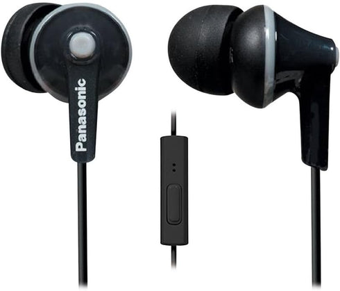 Panasonic ErgoFit Wired Earbuds, In-Ear Headphones with Microphone and Call Controller, Ergonomic Custom-Fit Earpieces (S/M/L), 3.5mm Jack for Pho...